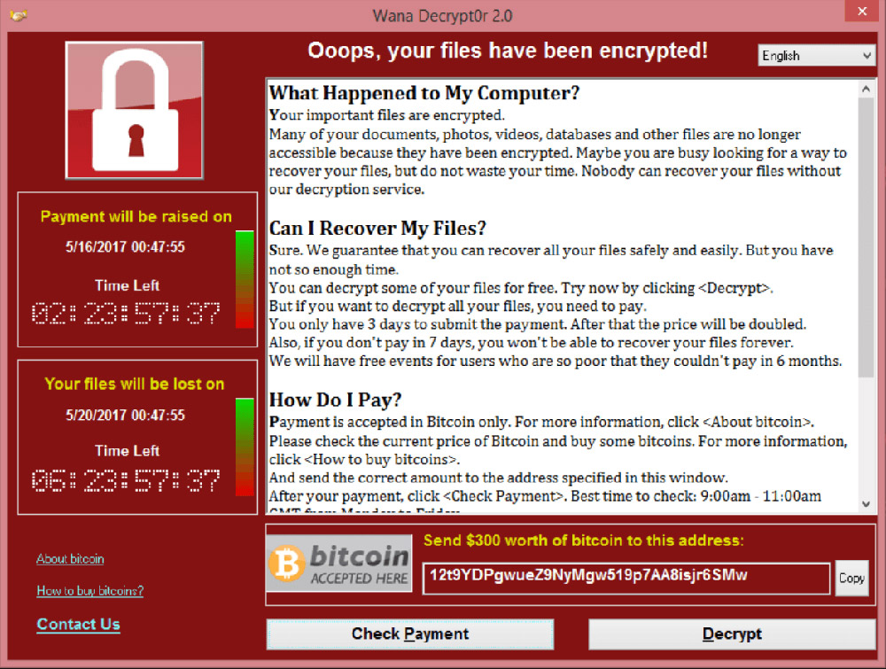 Вирус-вымогатель WannaCry поразил компьютеры по всему миру