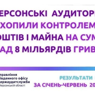 Херсонські аудитори охопили контролем коштів і майна на понад 8 млрд гривень